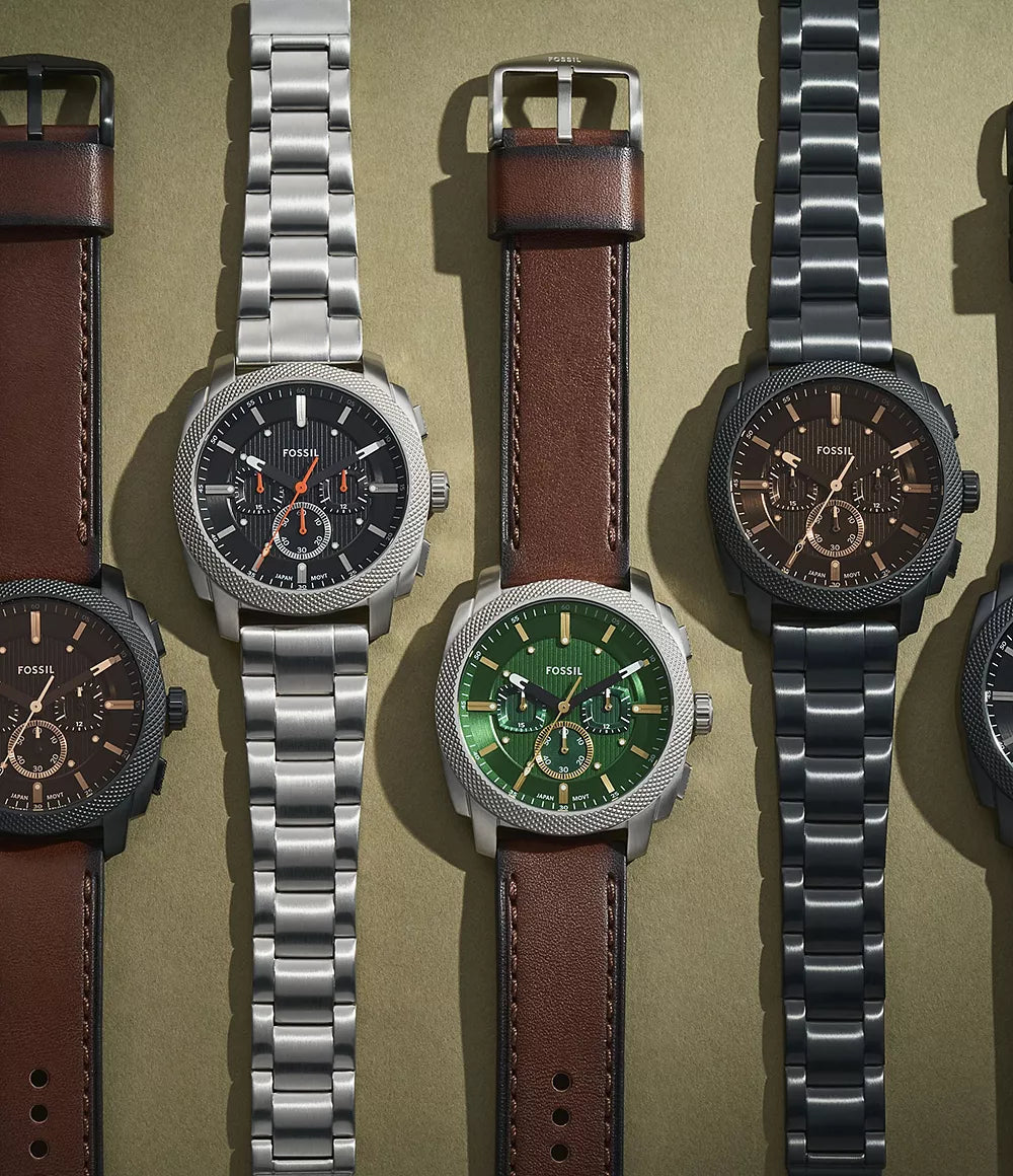 Fossil Machine Chronograph Brown Leather Watch FS6100 - KRISHNA WATCH COMPANY