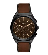 Fossil Men's Analog Quartz Watch with Leather Strap - FS6108