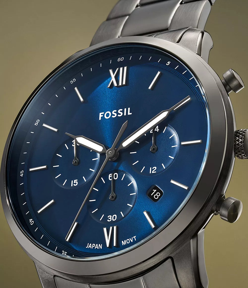 Fossil Neutra Chronograph Smoke Stainless Steel Watch - FS6111 - KRISHNA WATCH COMPANY