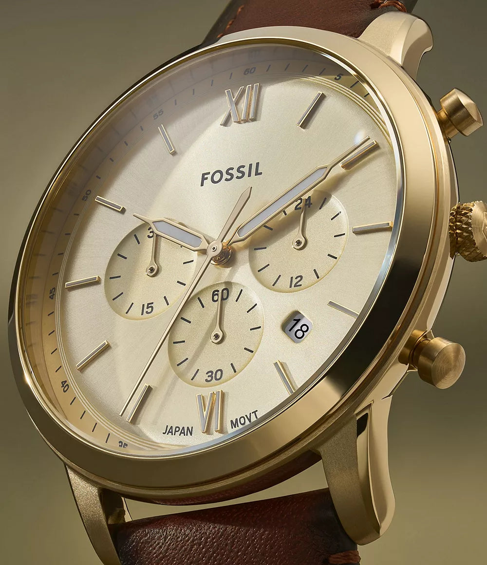 Fossil Neutra Chronograph Brown Leather Watch - FS6113 - KRISHNA WATCH COMPANY