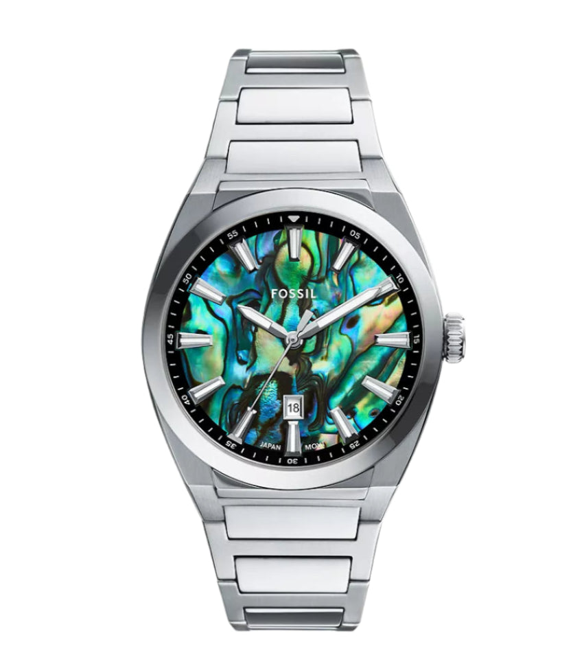 Fossil Everett Three-Hand Date Stainless Steel Watch - FS6114 - KRISHNA WATCH COMPANY