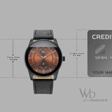 Vyb Drift By Fastrack Quartz Analog Burnt Orange Dial Black Leather Strap Watch For Guys FV30021NL03W