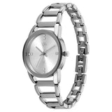 Vyb Striker By Fastrack Quartz Analog Silver Dial Watch For Girls FV60067SM01W