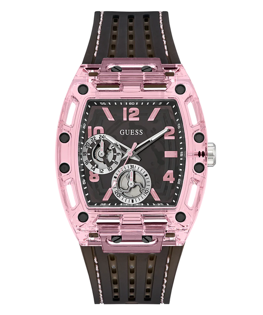 GUESS Mens Sporting Pink Black Multi-function Watch GW0032G3