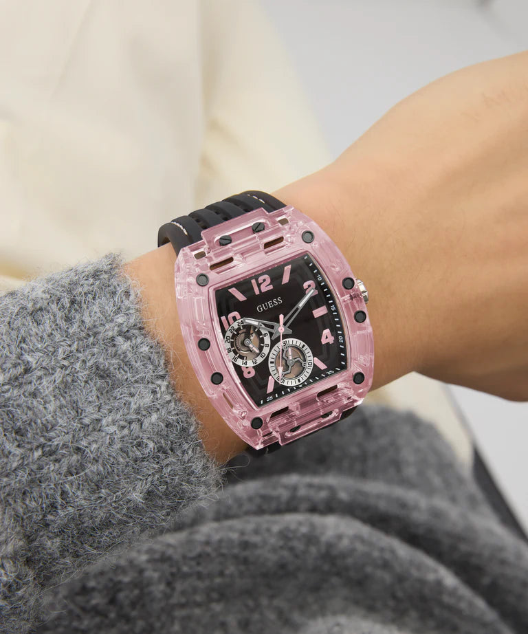 GUESS Mens Sporting Pink Black Multi-function Watch GW0032G3 - KRISHNA WATCH COMPANY