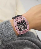 GUESS Mens Sporting Pink Black Multi-function Watch GW0032G3