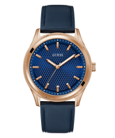 GUESS Mens Navy Rose Gold Tone Analog Watch GW0846G2