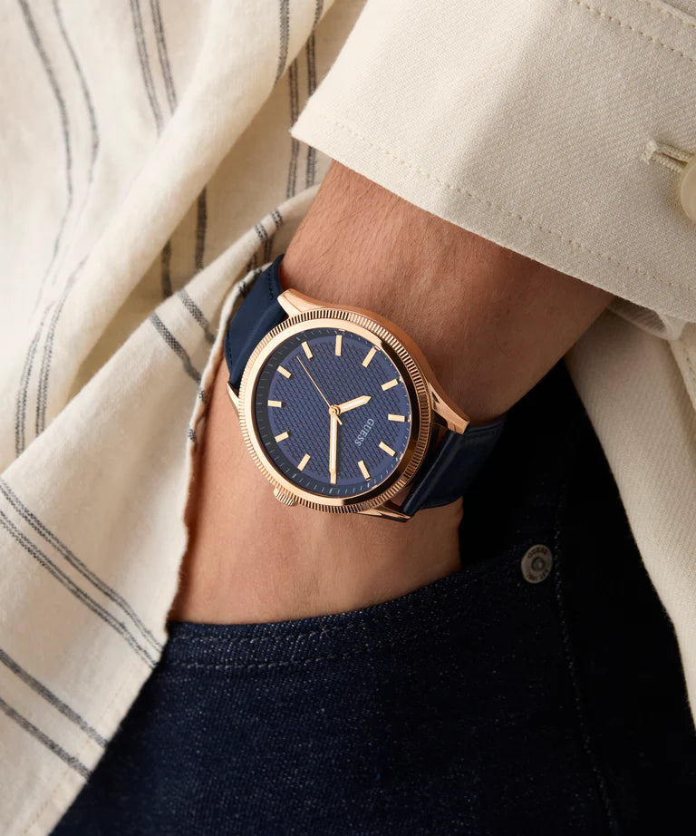 GUESS Mens Navy Rose Gold Tone Analog Watch GW0846G2 - KRISHNA WATCH COMPANY