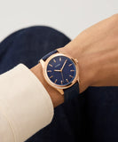 GUESS Mens Navy Rose Gold Tone Analog Watch GW0846G2 - KRISHNA WATCH COMPANY