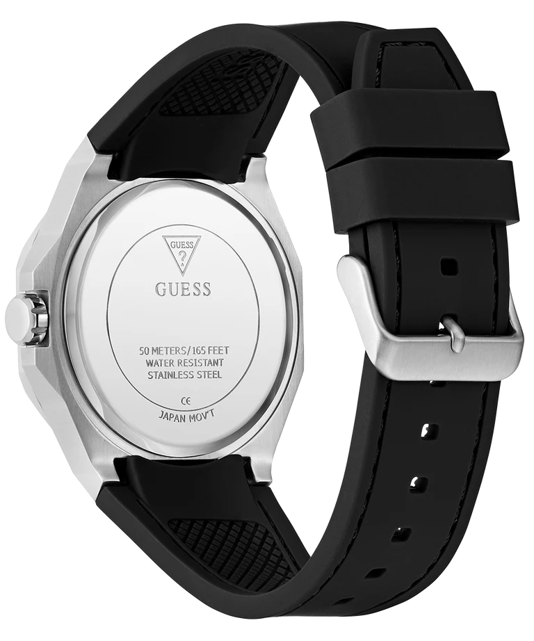 GUESS Mens Black Silver Tone Analog Watch - GW0850G1 - KRISHNA WATCH COMPANY
