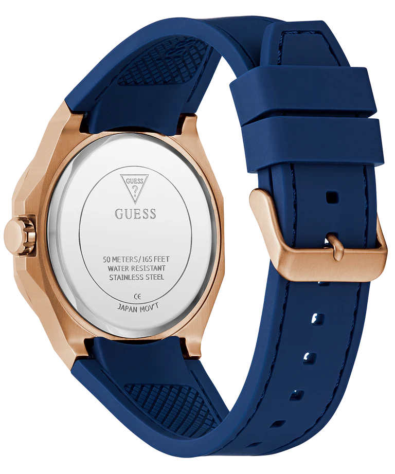GUESS Mens Blue Rose Gold Tone Analog Watch GW0850G3 - KRISHNA WATCH COMPANY