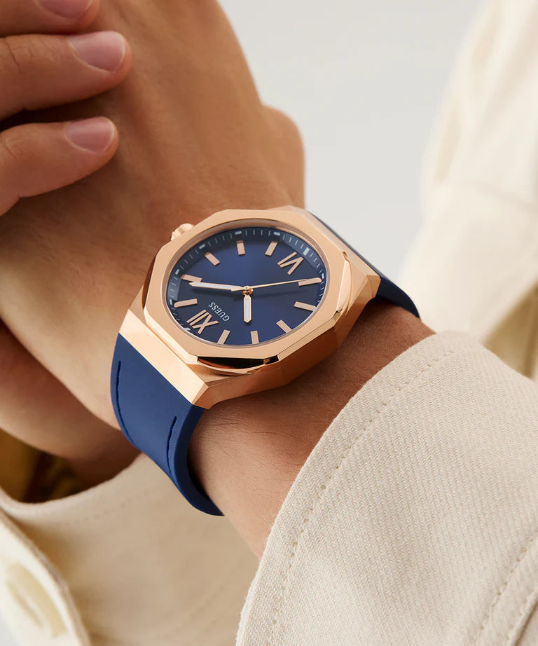 GUESS Mens Blue Rose Gold Tone Analog Watch GW0850G3 - KRISHNA WATCH COMPANY