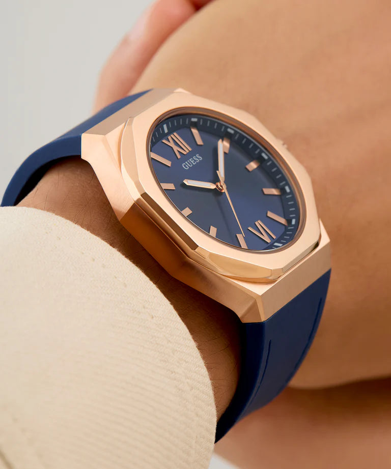GUESS Mens Blue Rose Gold Tone Analog Watch GW0850G3 - KRISHNA WATCH COMPANY