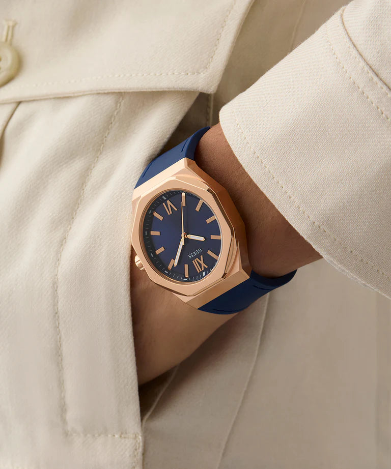 GUESS Mens Blue Rose Gold Tone Analog Watch GW0850G3 - KRISHNA WATCH COMPANY