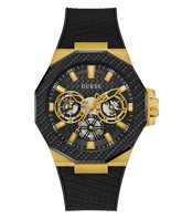 GUESS Mens Black Gold Tone Multi-function Watch - GW0853G2