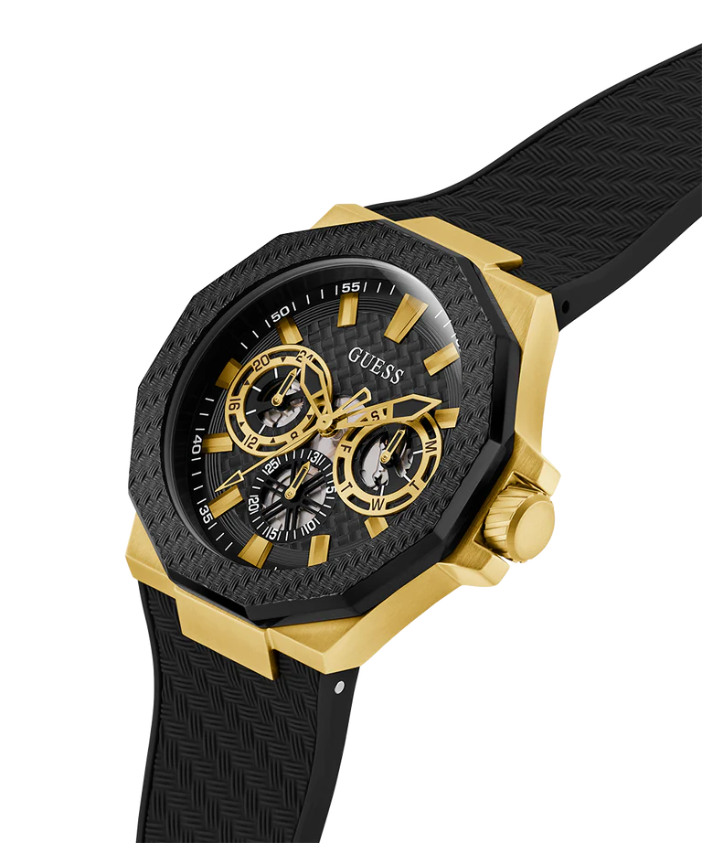 GUESS Mens Black Gold Tone Multi-function Watch - GW0853G2 - KRISHNA WATCH COMPANY