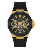 GUESS Mens Black Gold Tone Multi-function Watch - GW0853G2