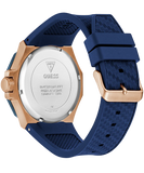 GUESS Mens Blue Rose Gold Tone Multi-function Watch GW0853G3