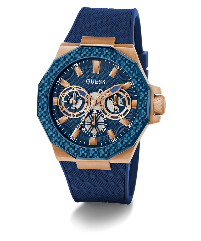 GUESS Mens Blue Rose Gold Tone Multi-function Watch GW0853G3 - KRISHNA WATCH COMPANY