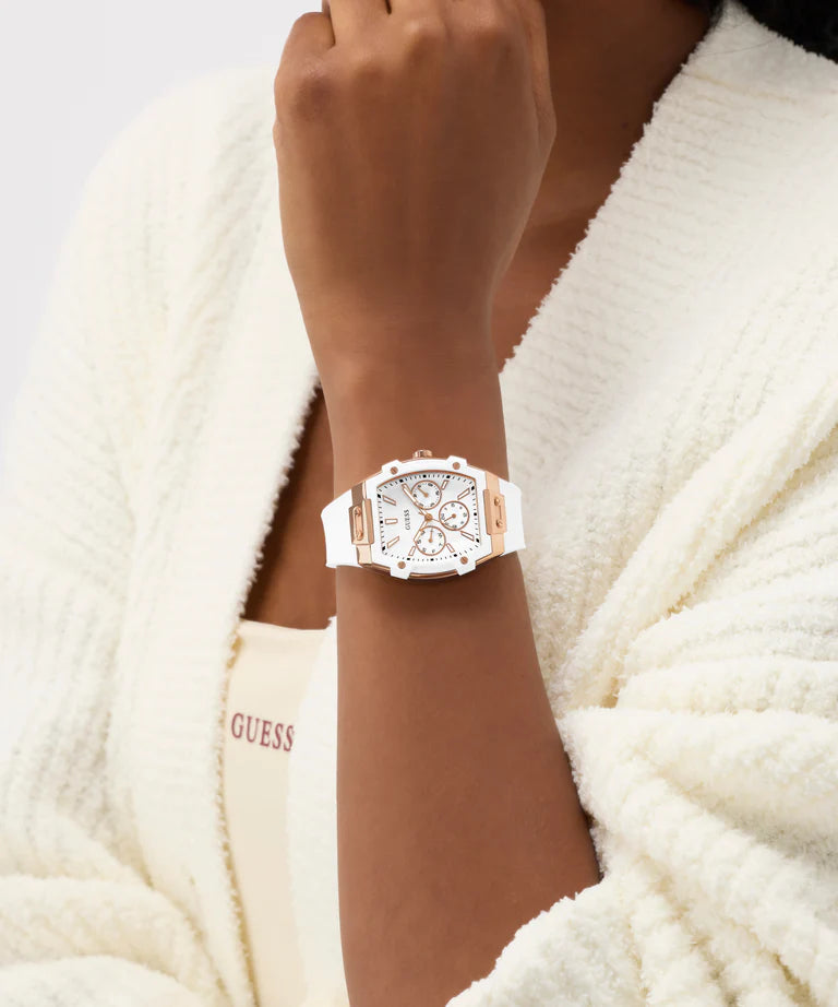 GUESS Ladies White Rose Gold Tone Analog Watch - GW0945L6 - KRISHNA WATCH COMPANY