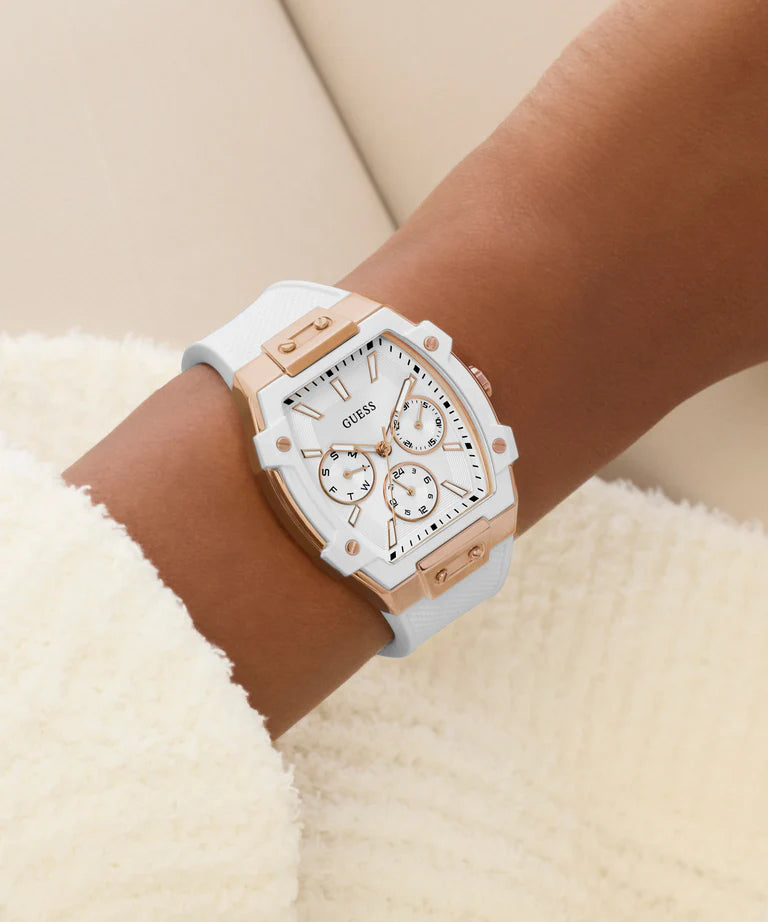 GUESS Ladies White Rose Gold Tone Analog Watch - GW0945L6 - KRISHNA WATCH COMPANY