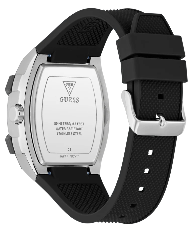 GUESS Mens Black Silver Tone Multifunction Watch - GW0956G1 - KRISHNA WATCH COMPANY