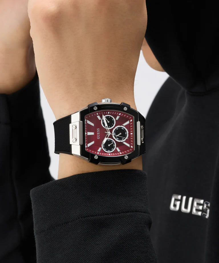 GUESS Mens Black Silver Tone Multifunction Watch - GW0956G1 - KRISHNA WATCH COMPANY