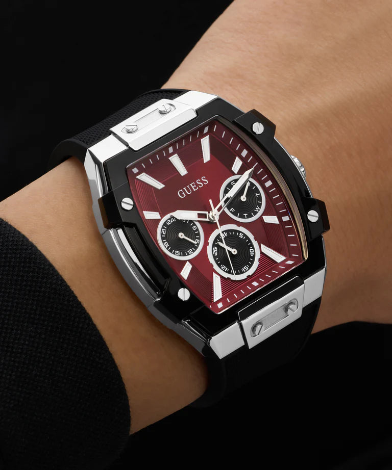 GUESS Mens Black Silver Tone Multifunction Watch - GW0956G1 - KRISHNA WATCH COMPANY
