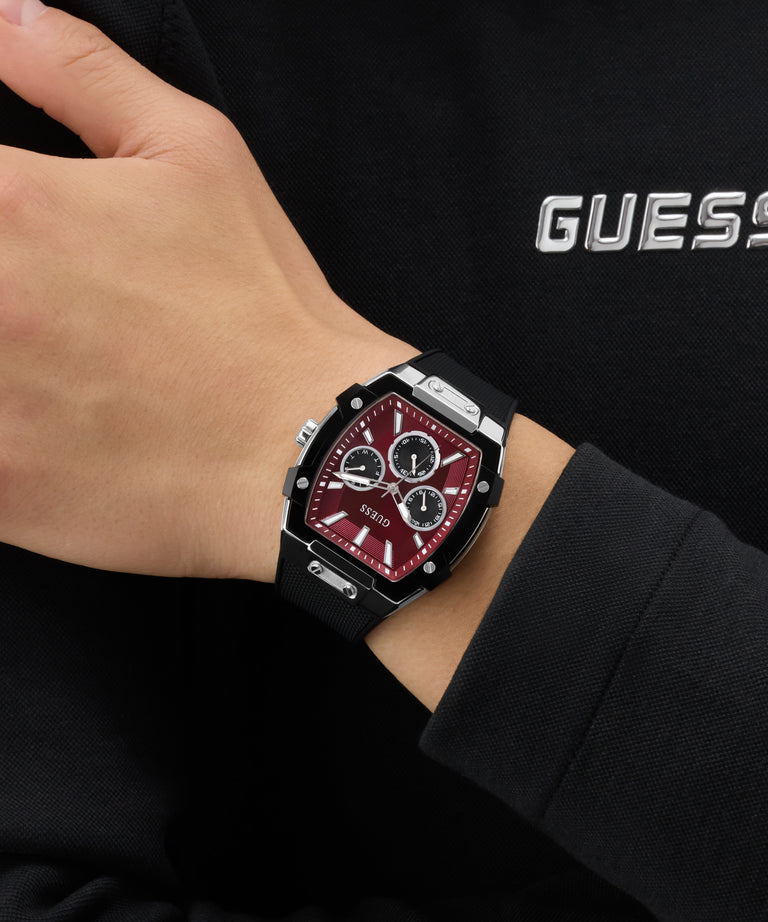 GUESS Mens Black Silver Tone Multifunction Watch - GW0956G1 - KRISHNA WATCH COMPANY