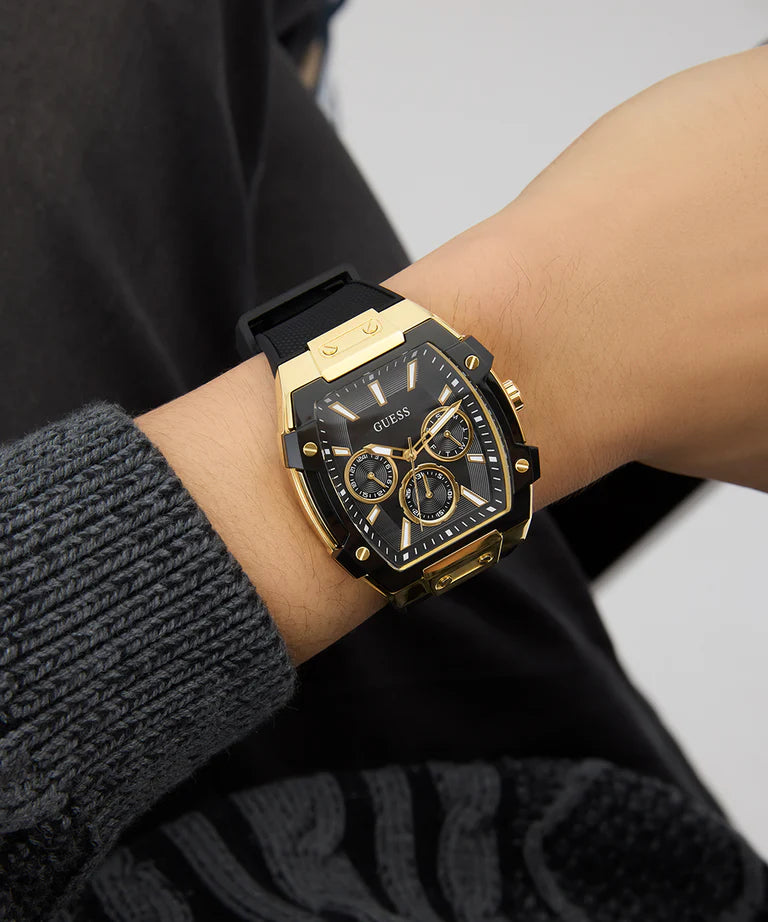 GUESS Mens Black Gold Tone Multi-function Watch GW0956G2 - KRISHNA WATCH COMPANY