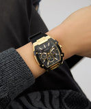 GUESS Mens Black Gold Tone Multi-function Watch GW0956G2