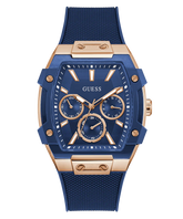 GUESS Mens Blue Rose Gold Tone Multi-function Watch - GW0956G4
