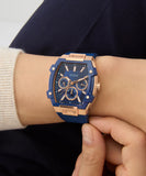 GUESS Mens Blue Rose Gold Tone Multi-function Watch - GW0956G4