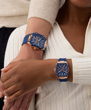 GUESS Mens Blue Rose Gold Tone Multi-function Watch - GW0956G4