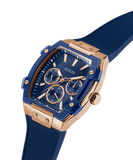 GUESS Mens Blue Rose Gold Tone Multi-function Watch - GW0956G4