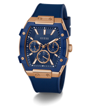 GUESS Mens Blue Rose Gold Tone Multi-function Watch - GW0956G4