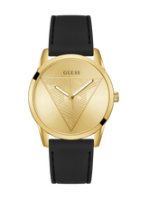 GUESS Mens Black Gold Tone Analog Watch GW0957G2