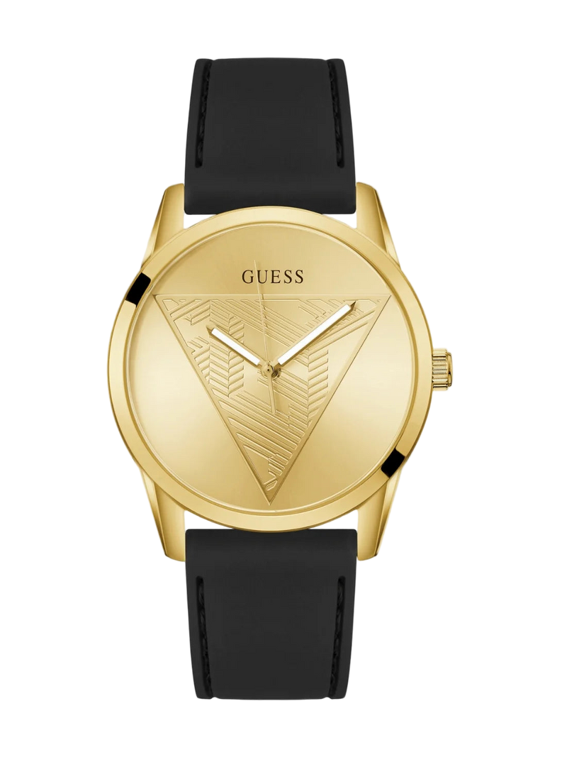 GUESS Mens Black Gold Tone Analog Watch GW0957G2