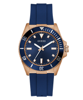 GUESS Mens Blue Rose Gold Tone Analog Watch GW0969G3