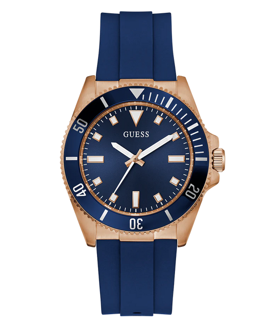 GUESS Mens Blue Rose Gold Tone Analog Watch GW0969G3