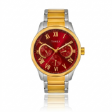 Timex Men's Multifunction Red Dial Gold-Tone Two-Tone Watch – TW0TG7646