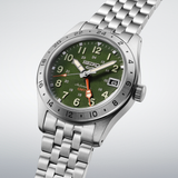 Seiko 5 GMT Men Automatic Green Dial Analog Stainless Steel Watch HDB001K1