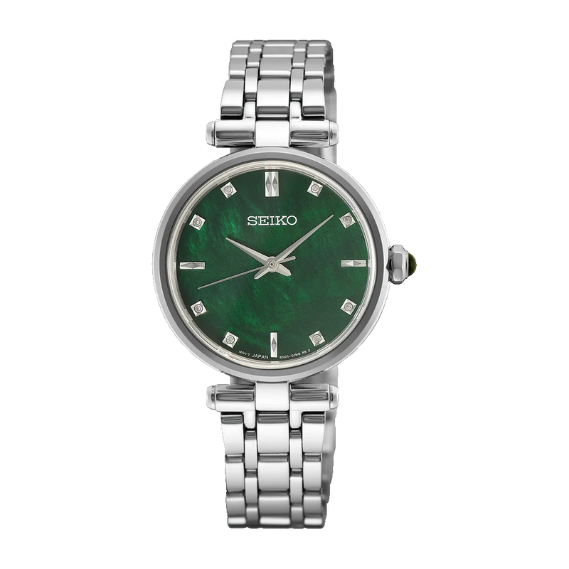 Seiko Ladies Green Mother of Pearl Watch with Diamond Markers - HGH006P1
