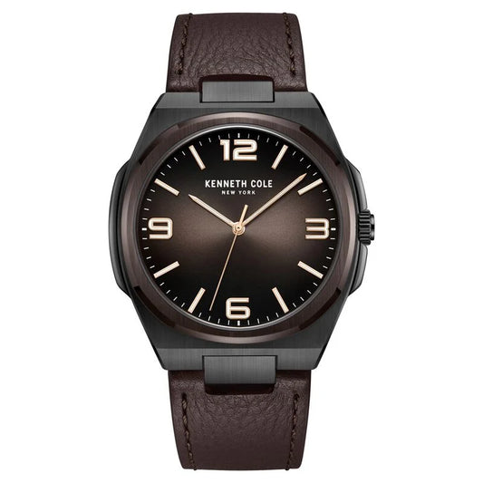 Kenneth Cole Quartz Analog Brown Dial Brown Leather Strap Watch for Men KCWGA0015203MN