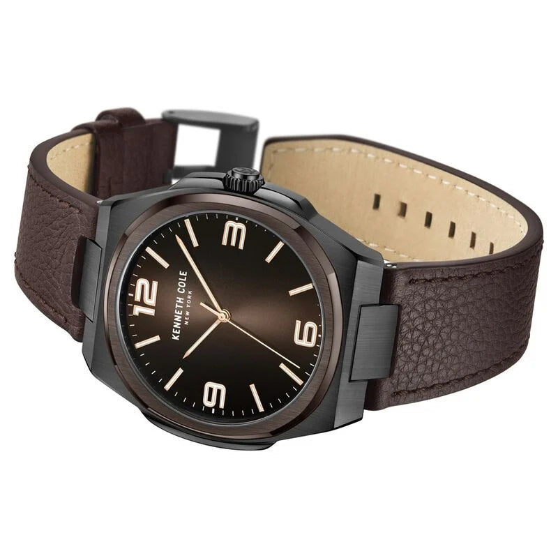 Kenneth Cole Quartz Analog Brown Dial Brown Leather Strap Watch for Men KCWGA0015203MN - KRISHNA WATCH COMPANY