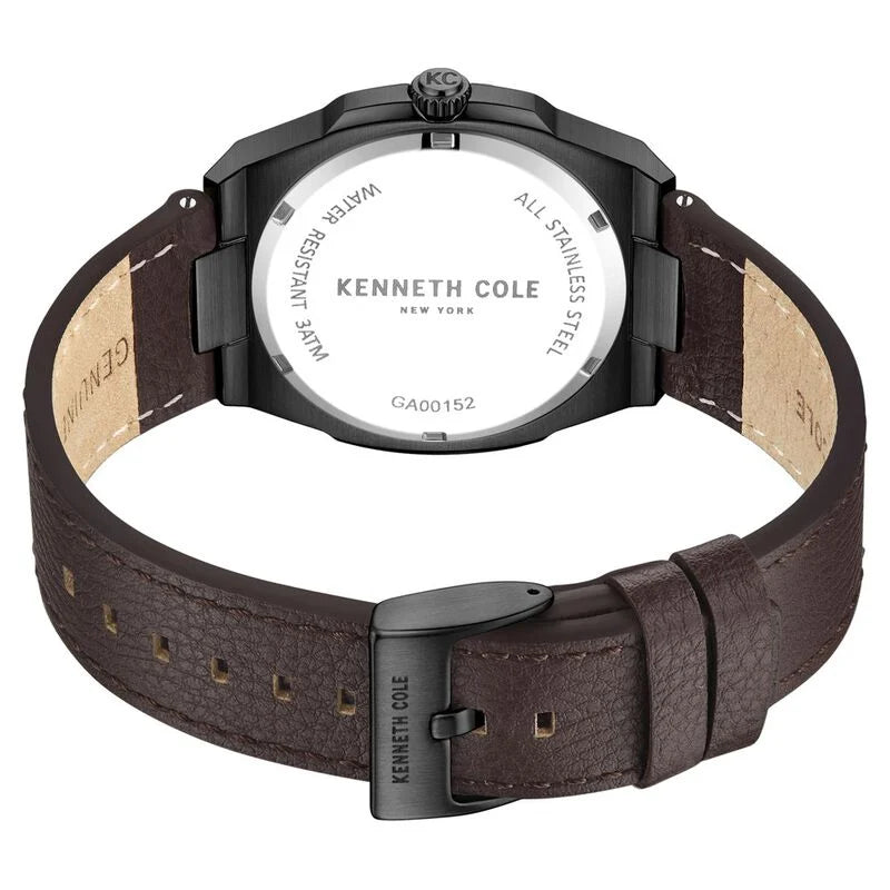 Kenneth Cole Quartz Analog Brown Dial Brown Leather Strap Watch for Men KCWGA0015203MN