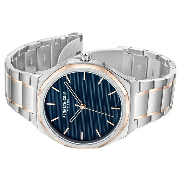 Kenneth Cole Quartz Analog Blue Dial Stainless Steel Strap Watch for Men kcwgg0034506mn - KRISHNA WATCH COMPANY
