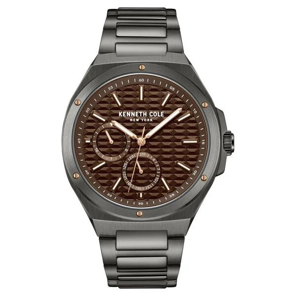 Kenneth Cole Quartz Multifunction Brown Dial Stainless Steel Strap Watch for Men KCWGK0035404MN