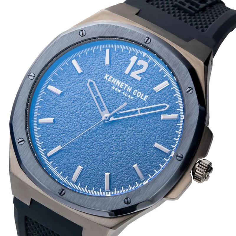 Kenneth Cole Quartz Analog Blue Dial Silicone Strap Watch for Men KCWGM2125002MN - KRISHNA WATCH COMPANY