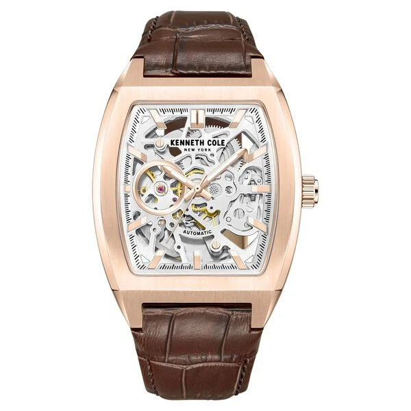 Kenneth Cole Automatic White Dial Leather Strap Watch For Men kcwgx0063802mn - KRISHNA WATCH COMPANY